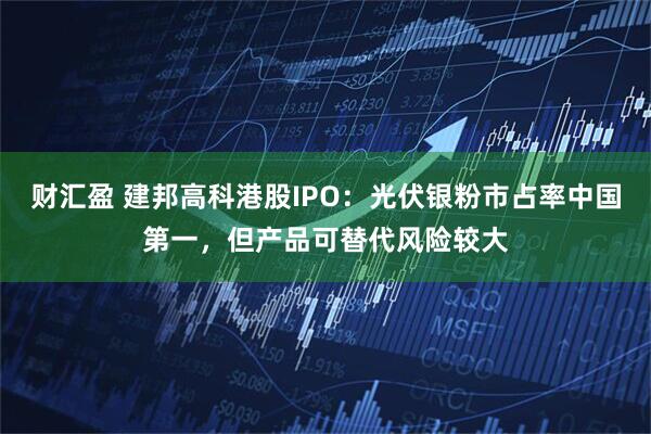 财汇盈 建邦高科港股IPO：光伏银粉市占率中国第一，但产品可替代风险较大