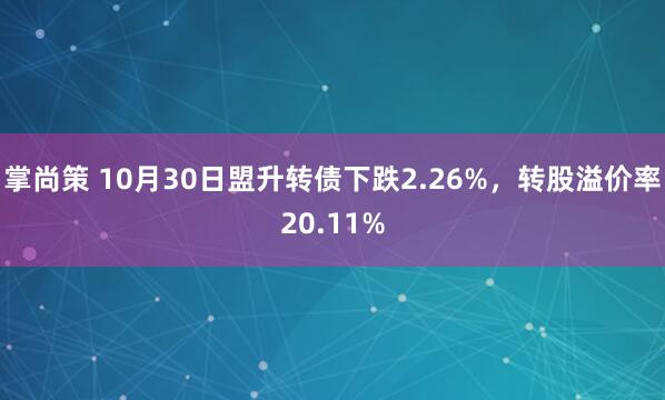 掌尚策 10月30日盟升转债下跌2.26%，转股溢价率20.11%